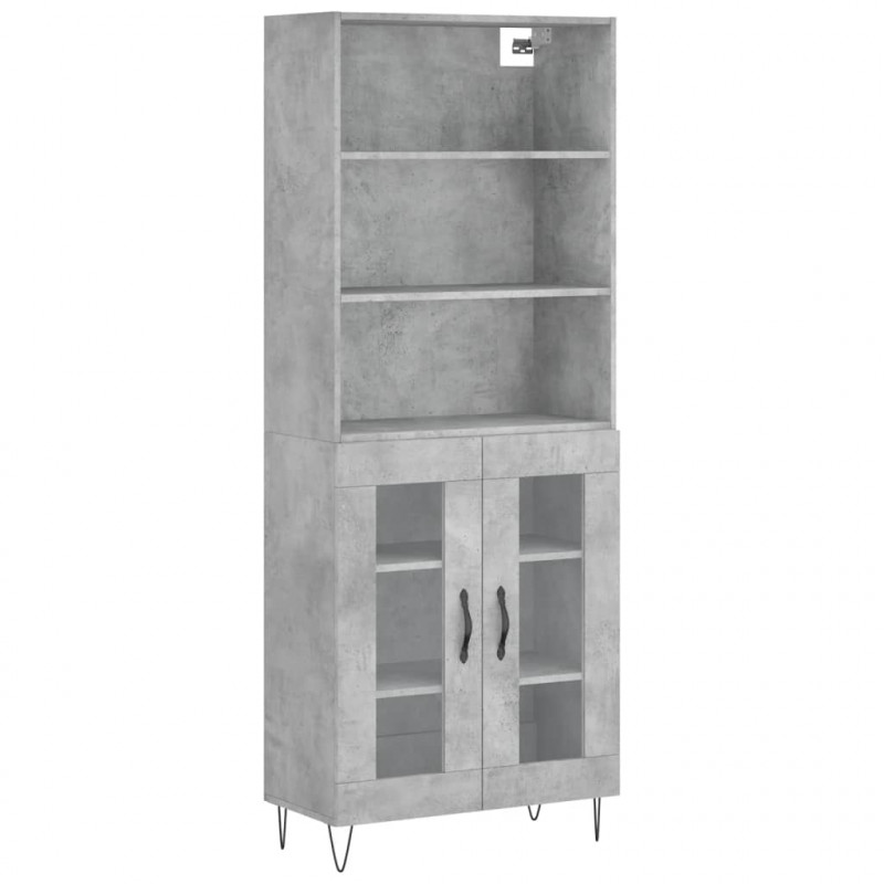 Witrynka, szarość betonu 69,5x34x180 cm materiał drewnopochodny