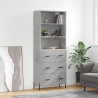 Witrynka, szarość betonu 69,5x34x180 cm materiał drewnopochodny
