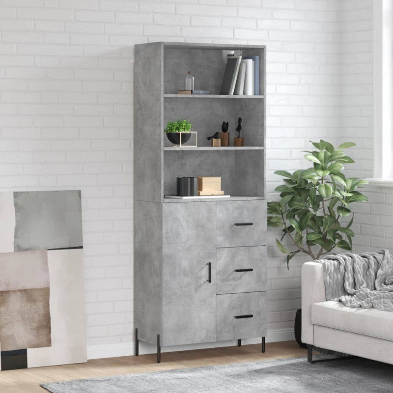 Witrynka, szarość betonu 69,5x34x180 cm materiał drewnopochodny