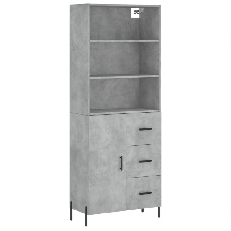 Witrynka, szarość betonu 69,5x34x180 cm materiał drewnopochodny