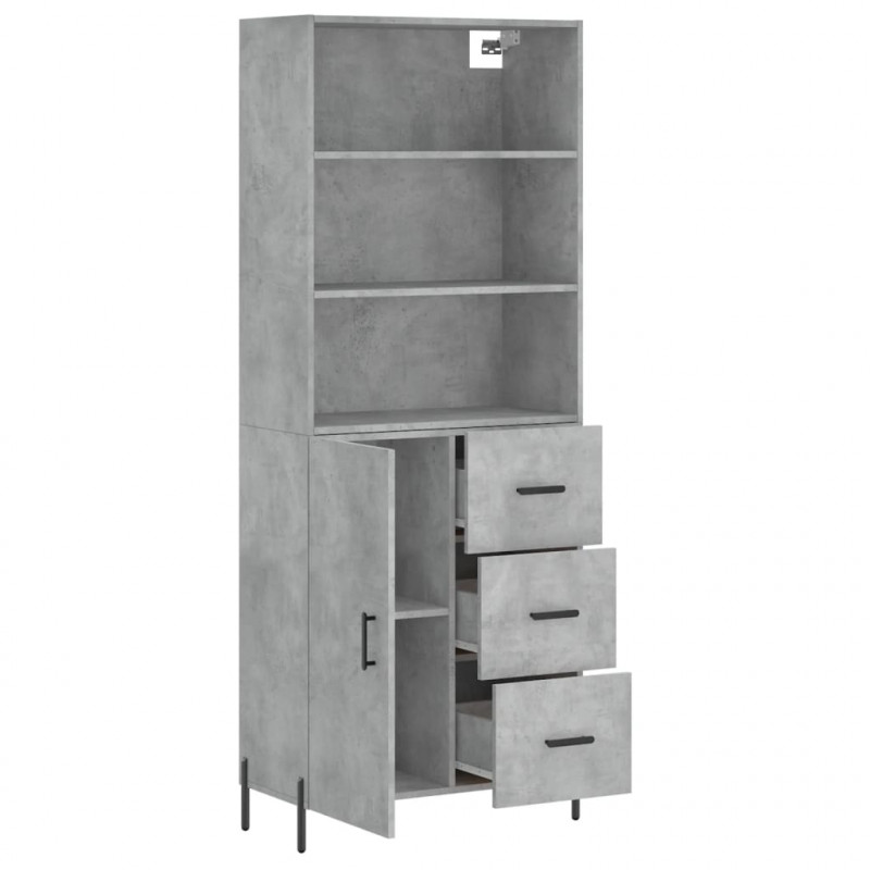 Witrynka, szarość betonu 69,5x34x180 cm materiał drewnopochodny