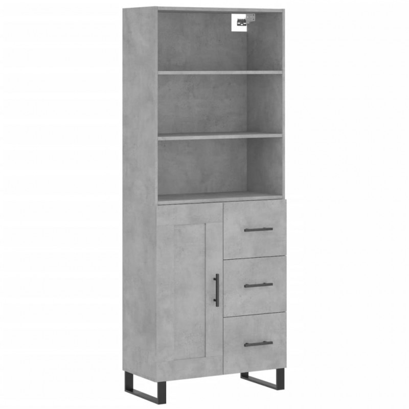 Witrynka, szarość betonu 69,5x34x180 cm materiał drewnopochodny