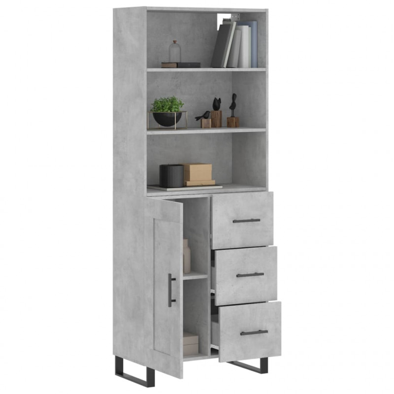 Witrynka, szarość betonu 69,5x34x180 cm materiał drewnopochodny