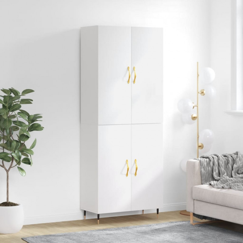 Witrynka biała połysk 69,5x34x180 cm materiał drewnopochodny