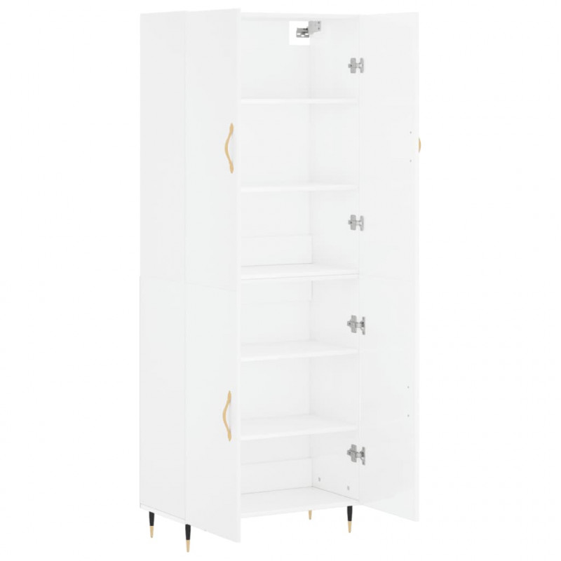 Witrynka biała połysk 69,5x34x180 cm materiał drewnopochodny