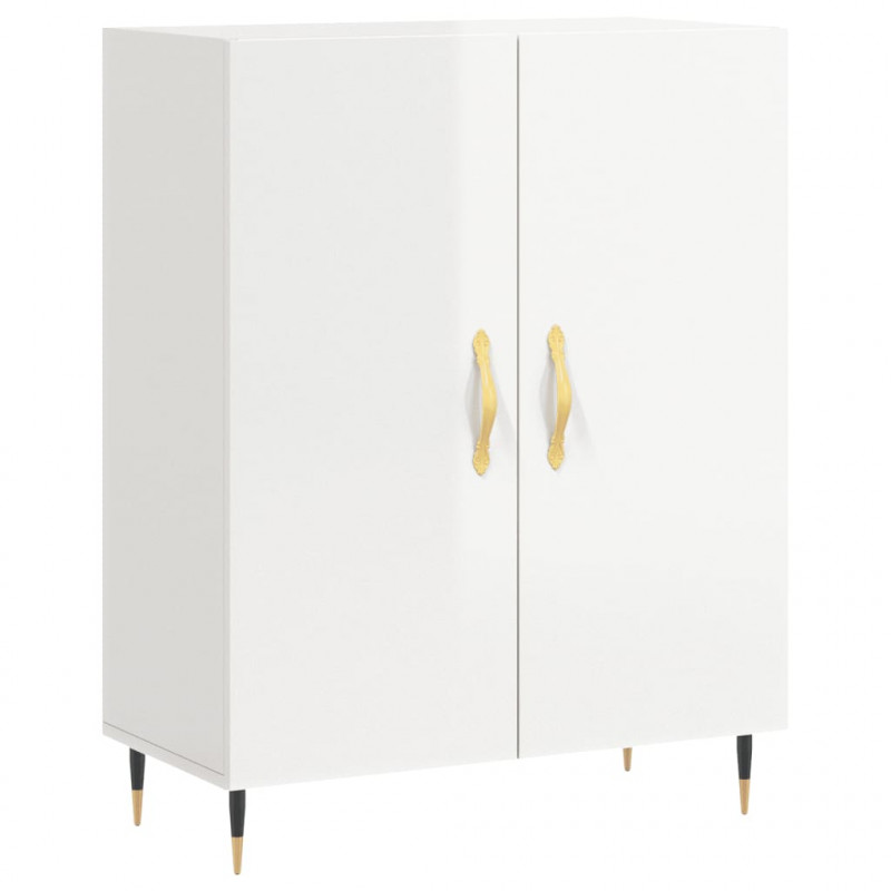 Witrynka biała połysk 69,5x34x180 cm materiał drewnopochodny