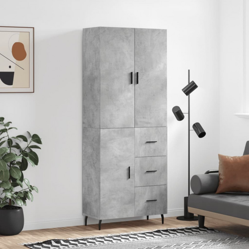 Witrynka, szarość betonu 69,5x34x180 cm materiał drewnopochodny