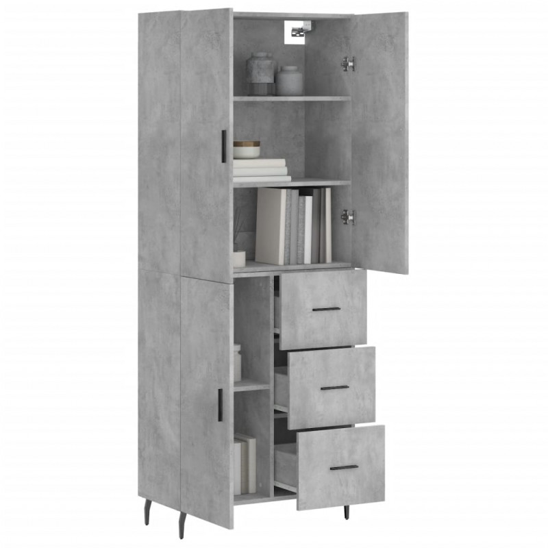 Witrynka, szarość betonu 69,5x34x180 cm materiał drewnopochodny