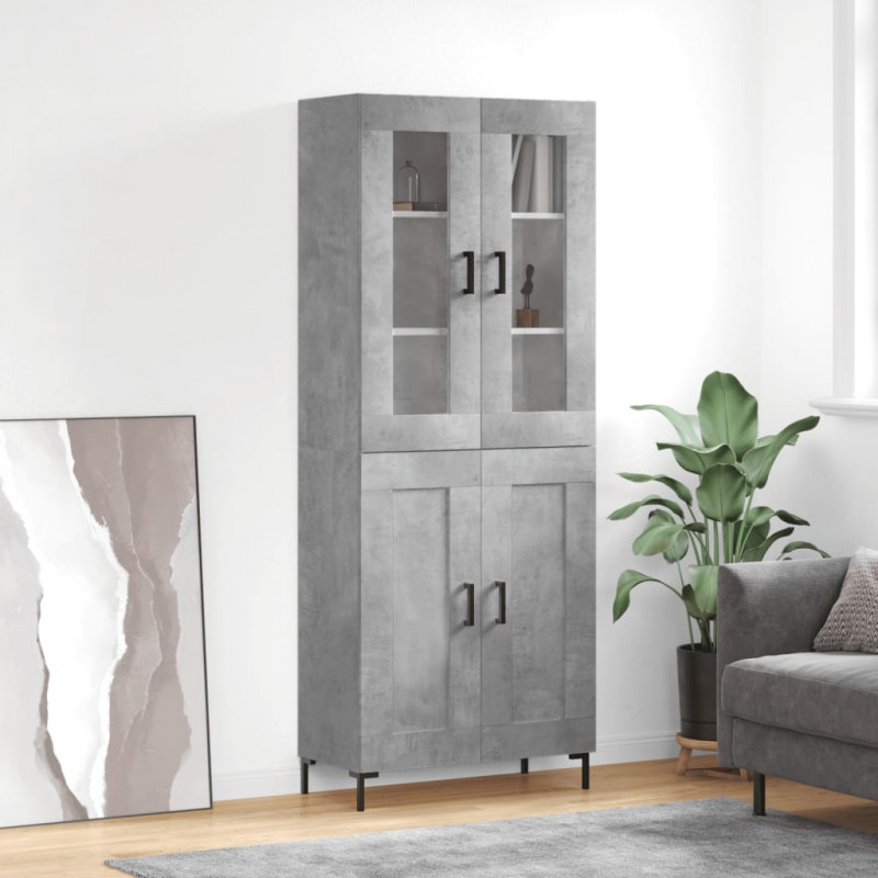 Witrynka, szarość betonu 69,5x34x180 cm materiał drewnopochodny