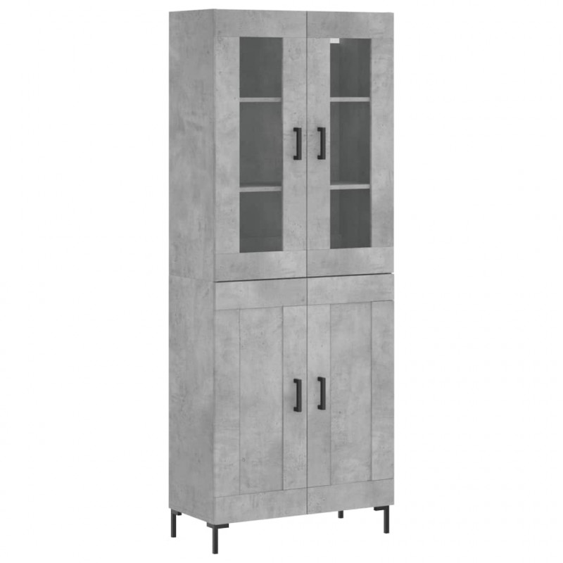 Witrynka, szarość betonu 69,5x34x180 cm materiał drewnopochodny