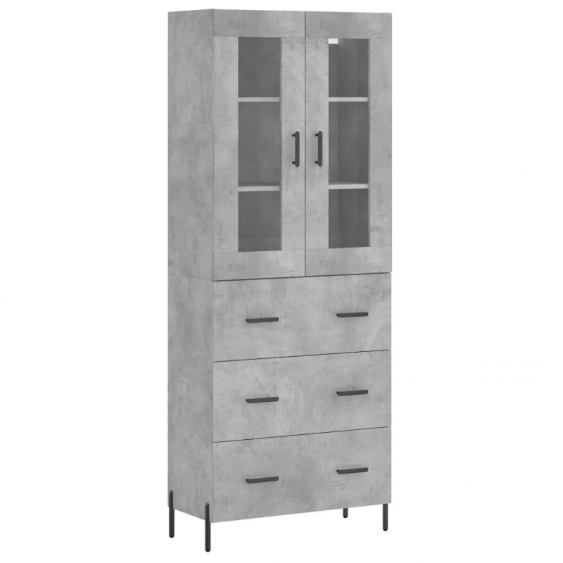 Witrynka, szarość betonu 69,5x34x180 cm materiał drewnopochodny
