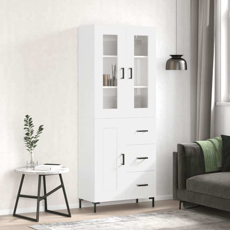Witrynka biała połysk 69,5x34x180 cm materiał drewnopochodny