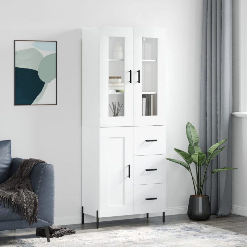 Witrynka biała połysk 69,5x34x180 cm materiał drewnopochodny