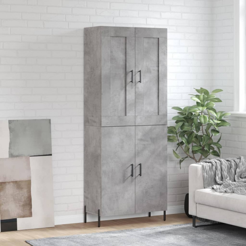 Witrynka, szarość betonu 69,5x34x180 cm materiał drewnopochodny
