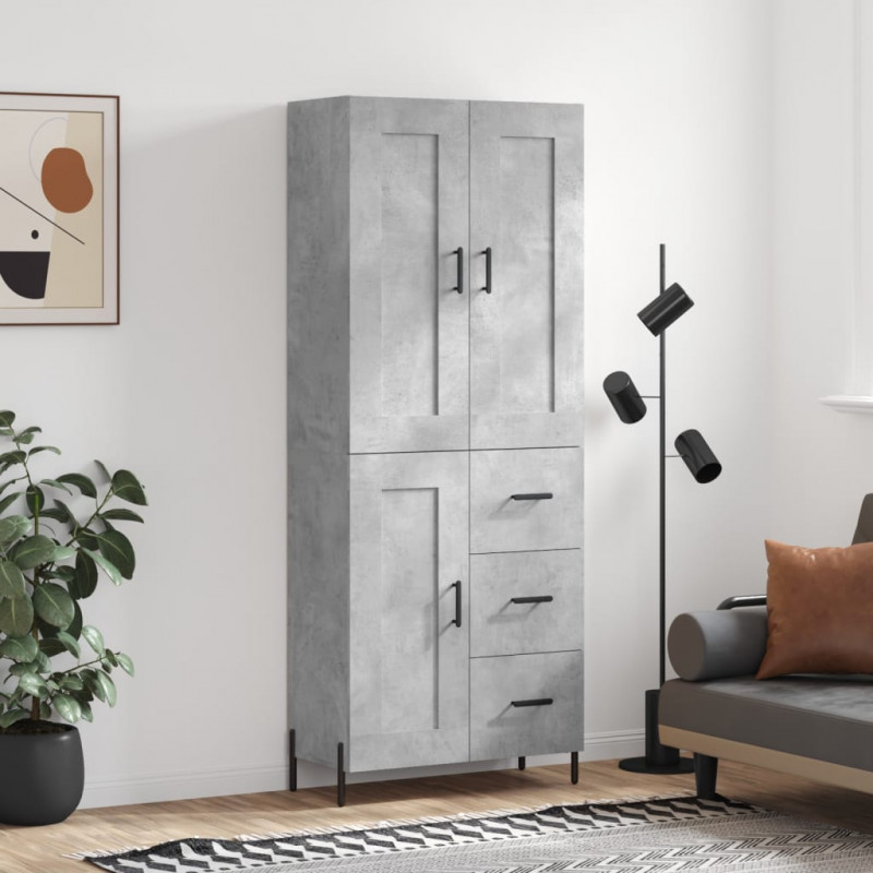 Witrynka, szarość betonu 69,5x34x180 cm materiał drewnopochodny