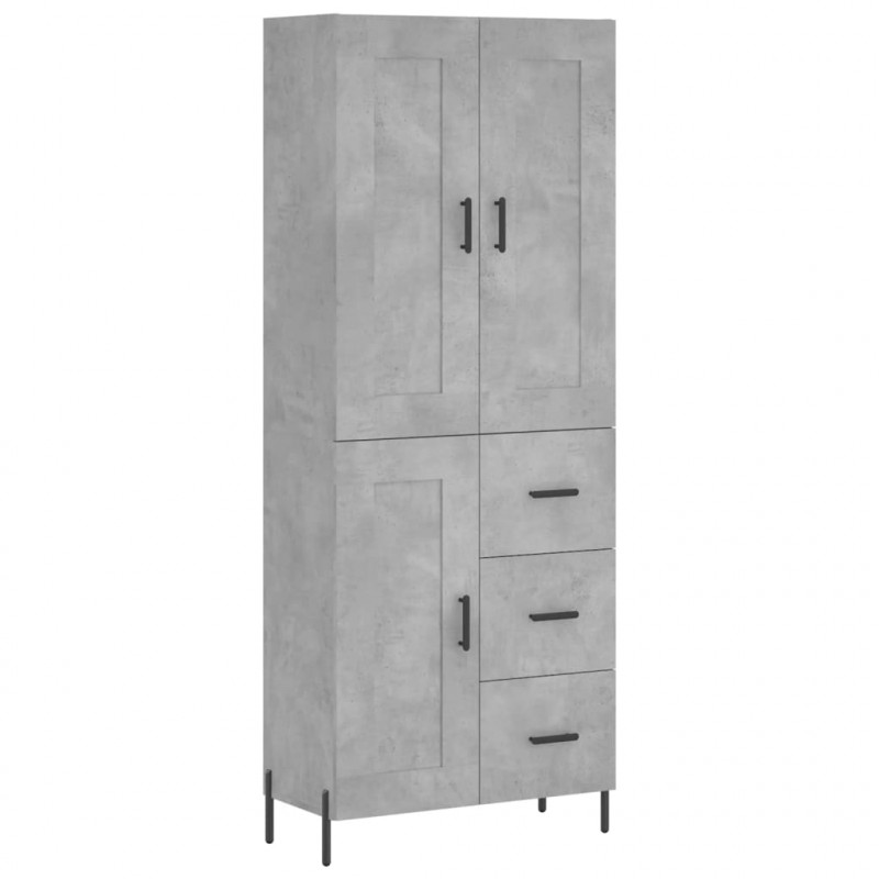 Witrynka, szarość betonu 69,5x34x180 cm materiał drewnopochodny