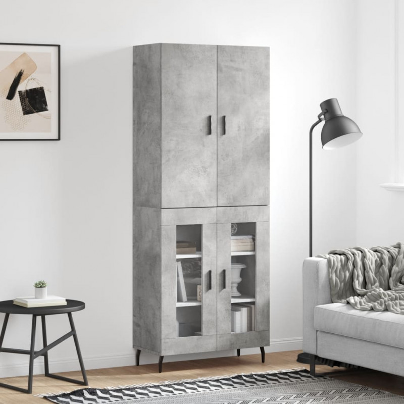 Witrynka, szarość betonu 69,5x34x180 cm materiał drewnopochodny