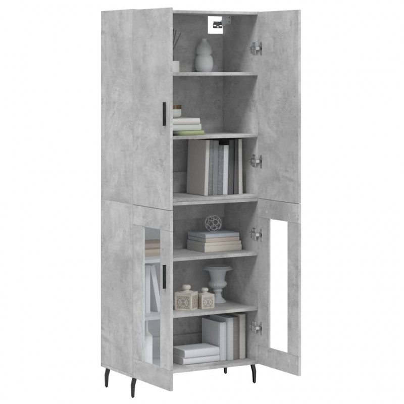 Witrynka, szarość betonu 69,5x34x180 cm materiał drewnopochodny