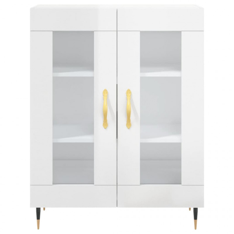 Witrynka biała połysk 69,5x34x180 cm materiał drewnopochodny