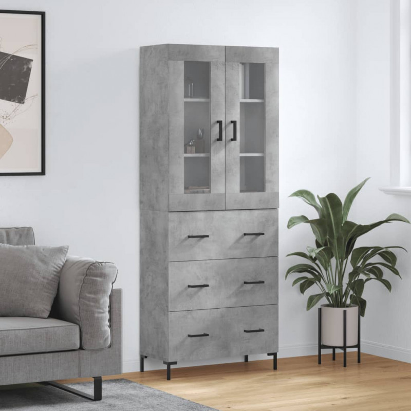 Witrynka, szarość betonu 69,5x34x180 cm materiał drewnopochodny