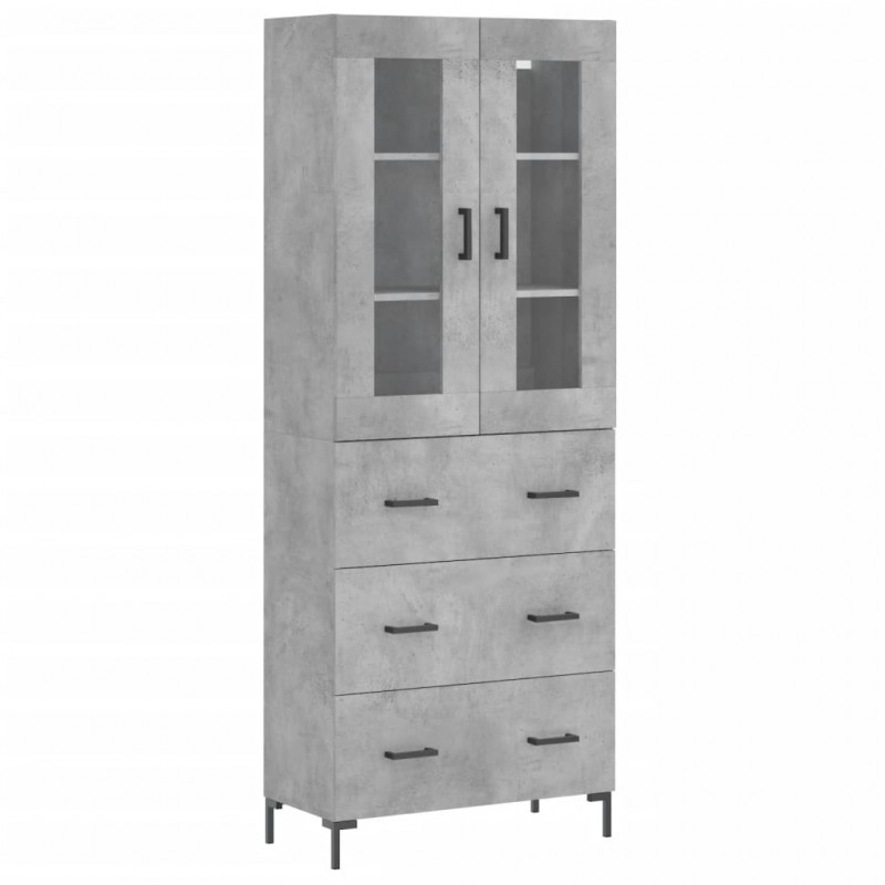 Witrynka, szarość betonu 69,5x34x180 cm materiał drewnopochodny