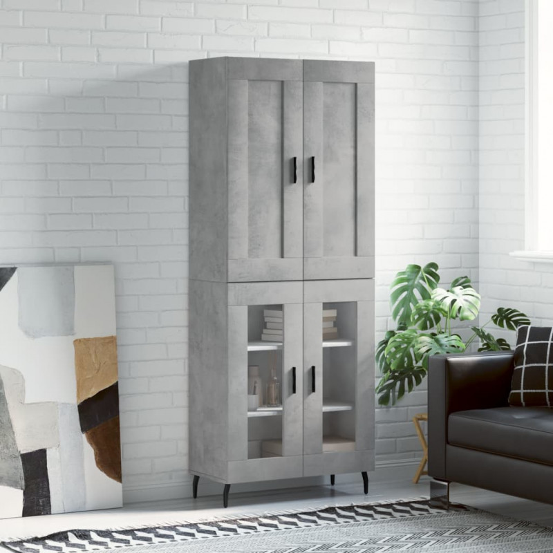 Witrynka, szarość betonu 69,5x34x180 cm materiał drewnopochodny