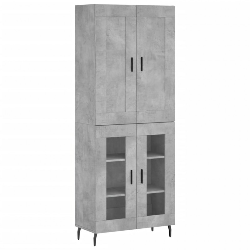 Witrynka, szarość betonu 69,5x34x180 cm materiał drewnopochodny