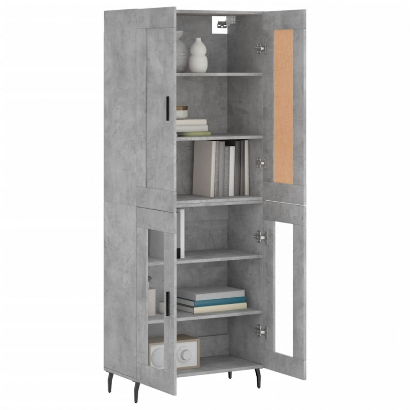 Witrynka, szarość betonu 69,5x34x180 cm materiał drewnopochodny