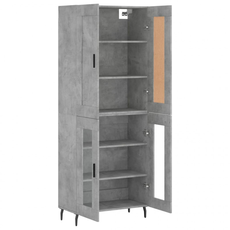 Witrynka, szarość betonu 69,5x34x180 cm materiał drewnopochodny