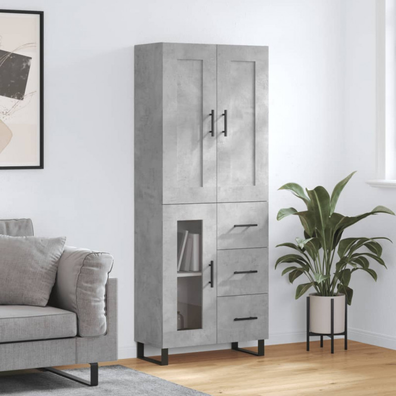 Witrynka, szarość betonu 69,5x34x180 cm materiał drewnopochodny