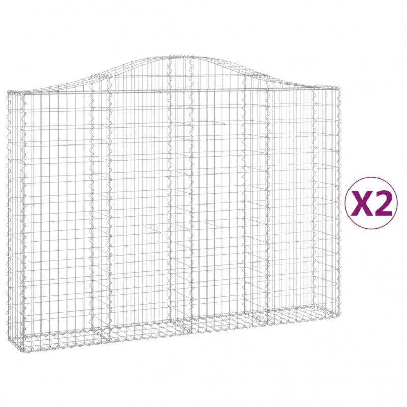 Kosze gabionowe, 2 szt, 200x30x140/160 cm, galwanizowane żelazo