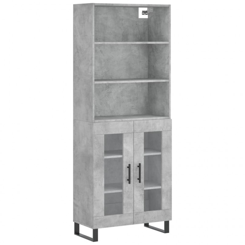 Witrynka, szarość betonu 69,5x34x180 cm materiał drewnopochodny