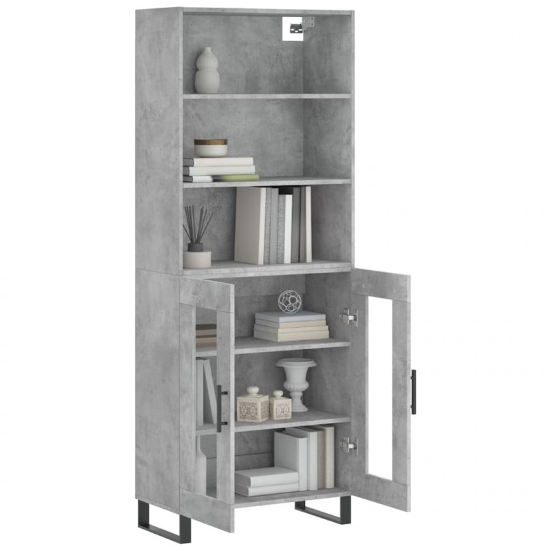 Witrynka, szarość betonu 69,5x34x180 cm materiał drewnopochodny