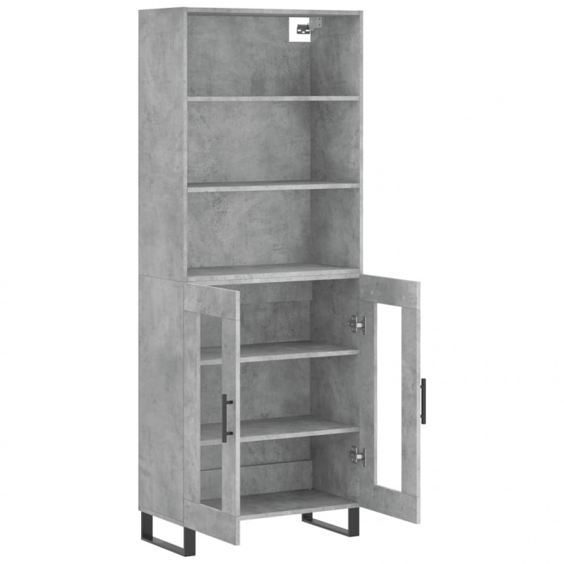 Witrynka, szarość betonu 69,5x34x180 cm materiał drewnopochodny