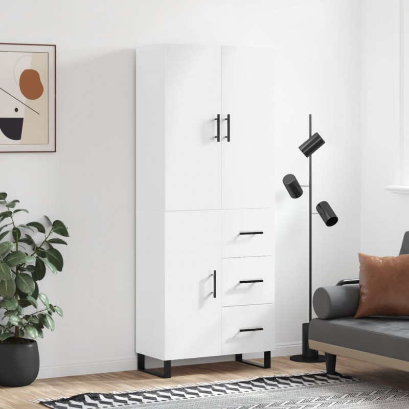 Witrynka biała połysk 69,5x34x180 cm materiał drewnopochodny