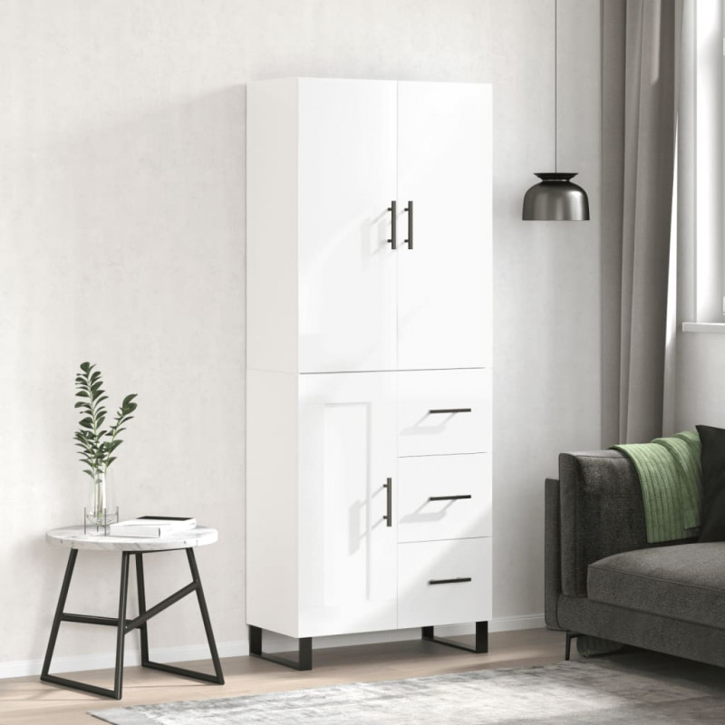 Witrynka biała połysk 69,5x34x180 cm materiał drewnopochodny