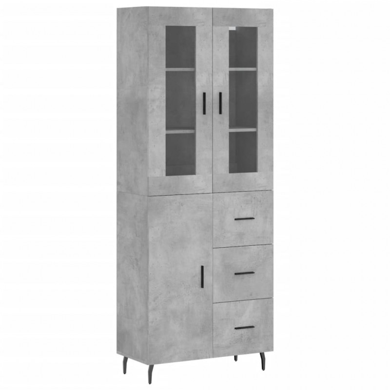 Witrynka, szarość betonu 69,5x34x180 cm materiał drewnopochodny