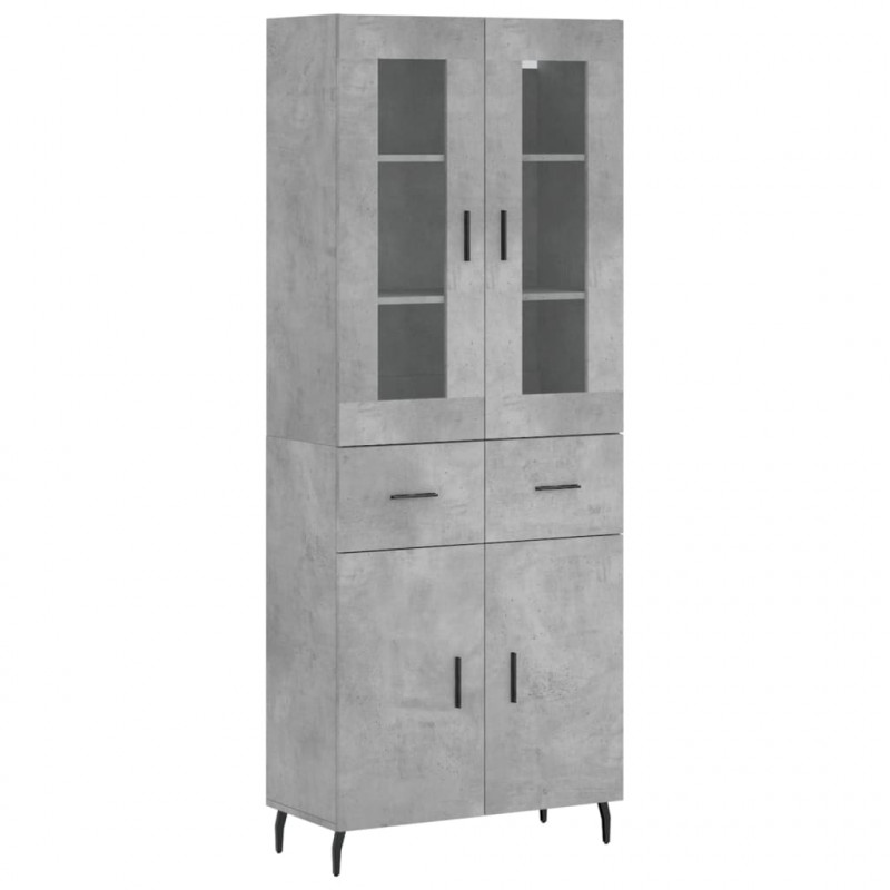 Witrynka, szarość betonu 69,5x34x180 cm materiał drewnopochodny