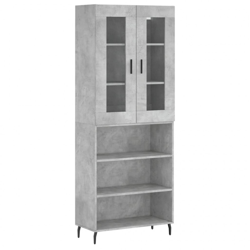 Witrynka, szarość betonu 69,5x34x180 cm materiał drewnopochodny