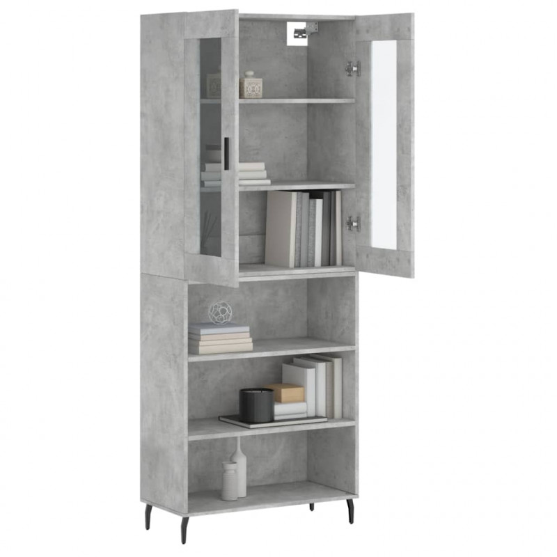 Witrynka, szarość betonu 69,5x34x180 cm materiał drewnopochodny