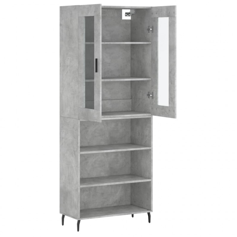 Witrynka, szarość betonu 69,5x34x180 cm materiał drewnopochodny