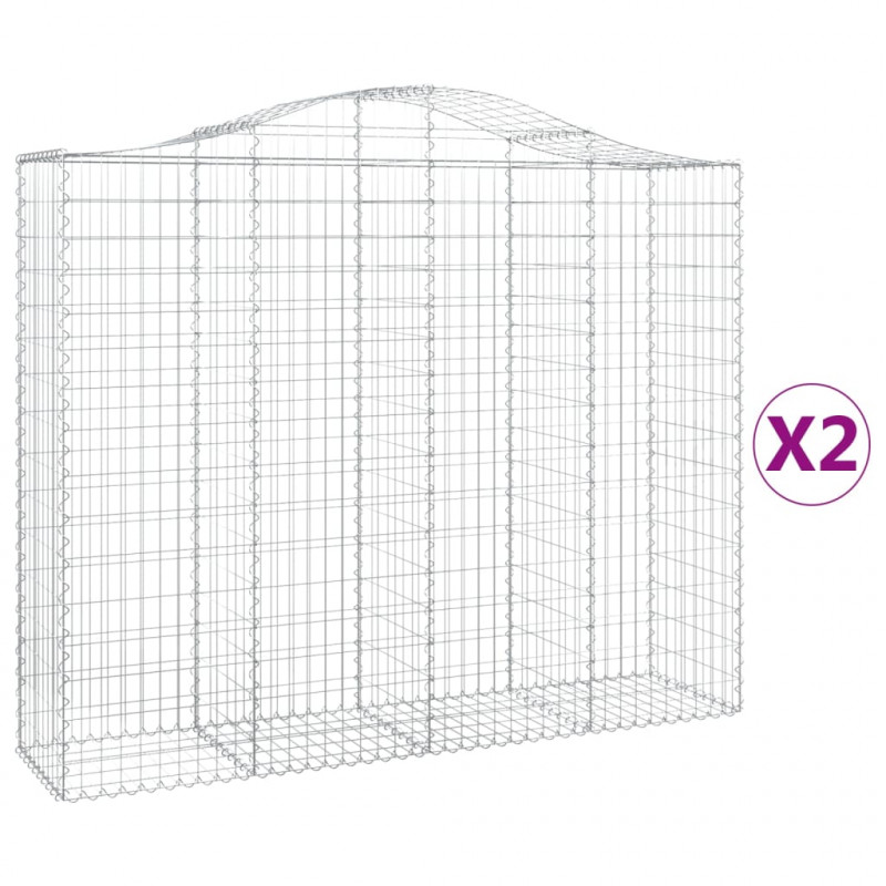 Kosze gabionowe, 2 szt, 200x50x160/180 cm, galwanizowane żelazo