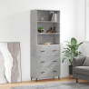 Witrynka, szarość betonu 69,5x34x180 cm materiał drewnopochodny