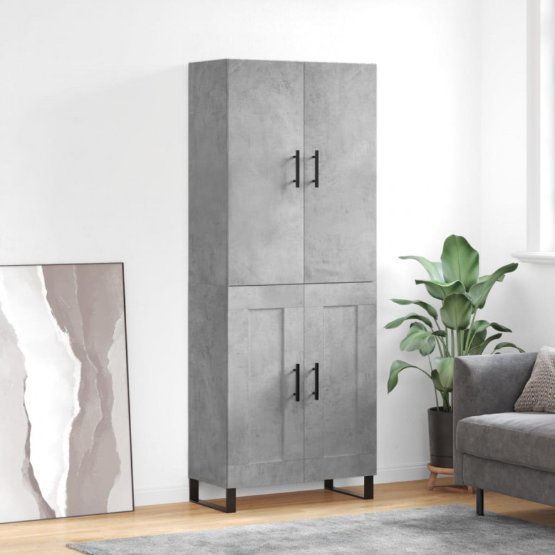 Witrynka, szarość betonu 69,5x34x180 cm materiał drewnopochodny