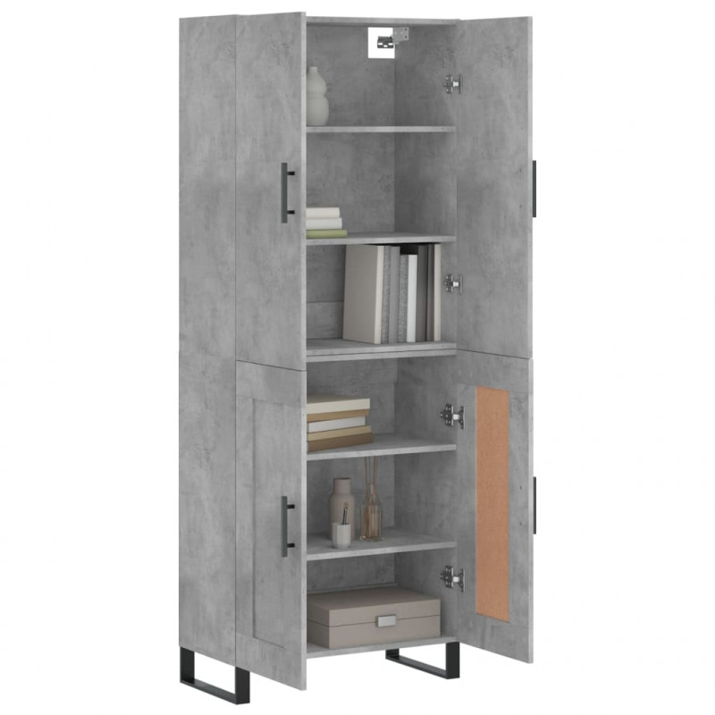 Witrynka, szarość betonu 69,5x34x180 cm materiał drewnopochodny