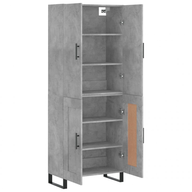 Witrynka, szarość betonu 69,5x34x180 cm materiał drewnopochodny
