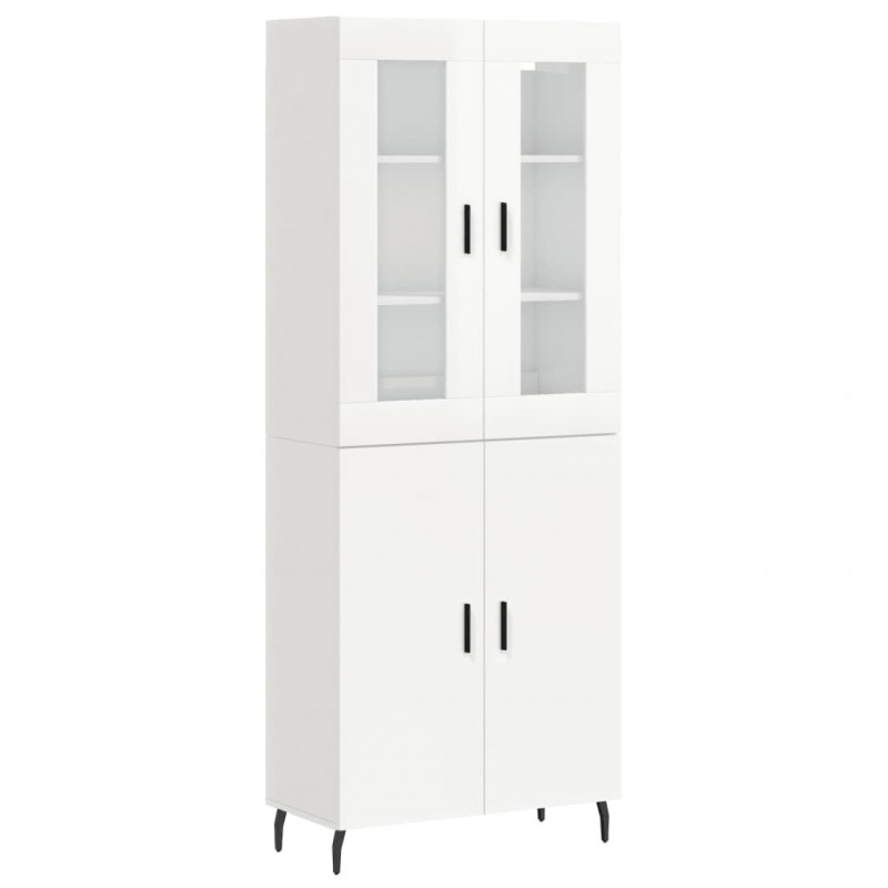 Witrynka biała połysk 69,5x34x180 cm materiał drewnopochodny
