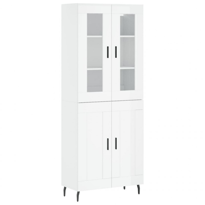 Witrynka biała połysk 69,5x34x180 cm materiał drewnopochodny