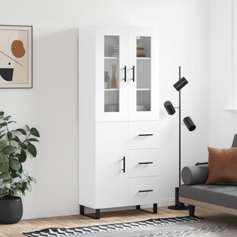Witrynka biała połysk 69,5x34x180 cm materiał drewnopochodny