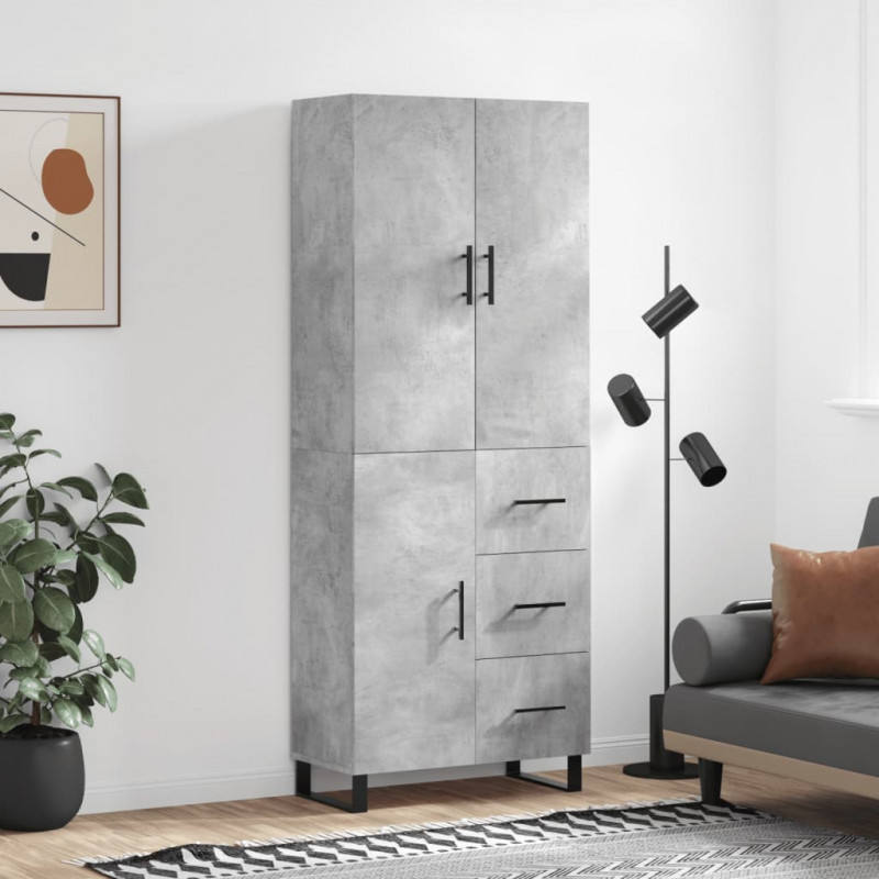 Witrynka, szarość betonu 69,5x34x180 cm materiał drewnopochodny